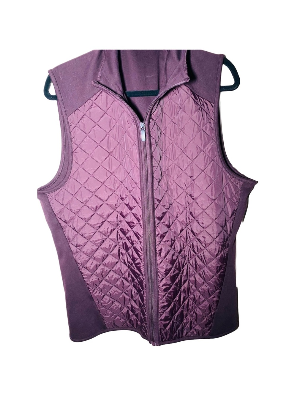 Perry Ellis Mens Quilted Front Zip Outerwear Vest‎ Maroon Purple, L